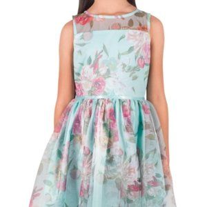 Zunie Girl Mint Floral Special Occasion Dress